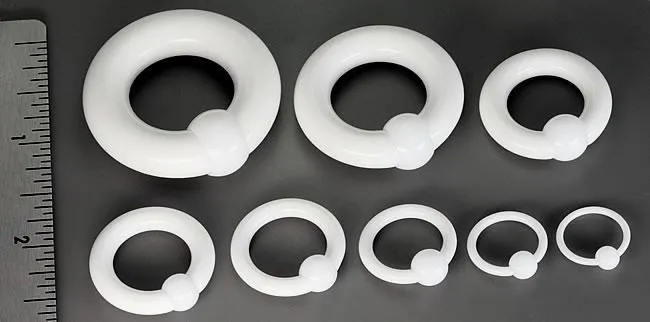 Vibrators Painful Pleasures 14g00g White Acrylic Captive Rings