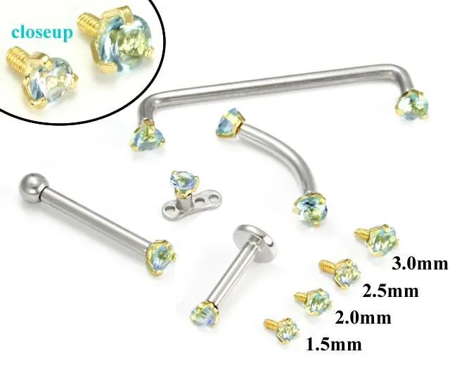 Vibrators Tilum Tilum 14g12g Internally Threaded Yellow Gold Light Blue Jewel Top Price Per 1