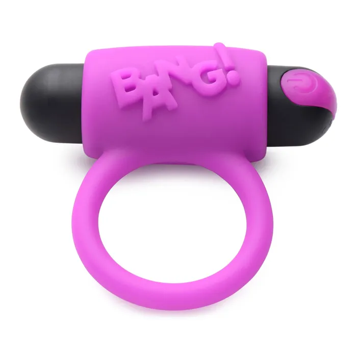 XR Brands BANG Couples Cock Ring Finger Vibe Bullet Blindfold Kit Purple Vibrators