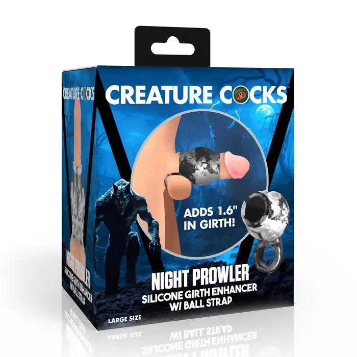 XR Brands Male Sex Toys Night Prowler Alpha Wolf Knot Girth Enhancer with Ball Strap